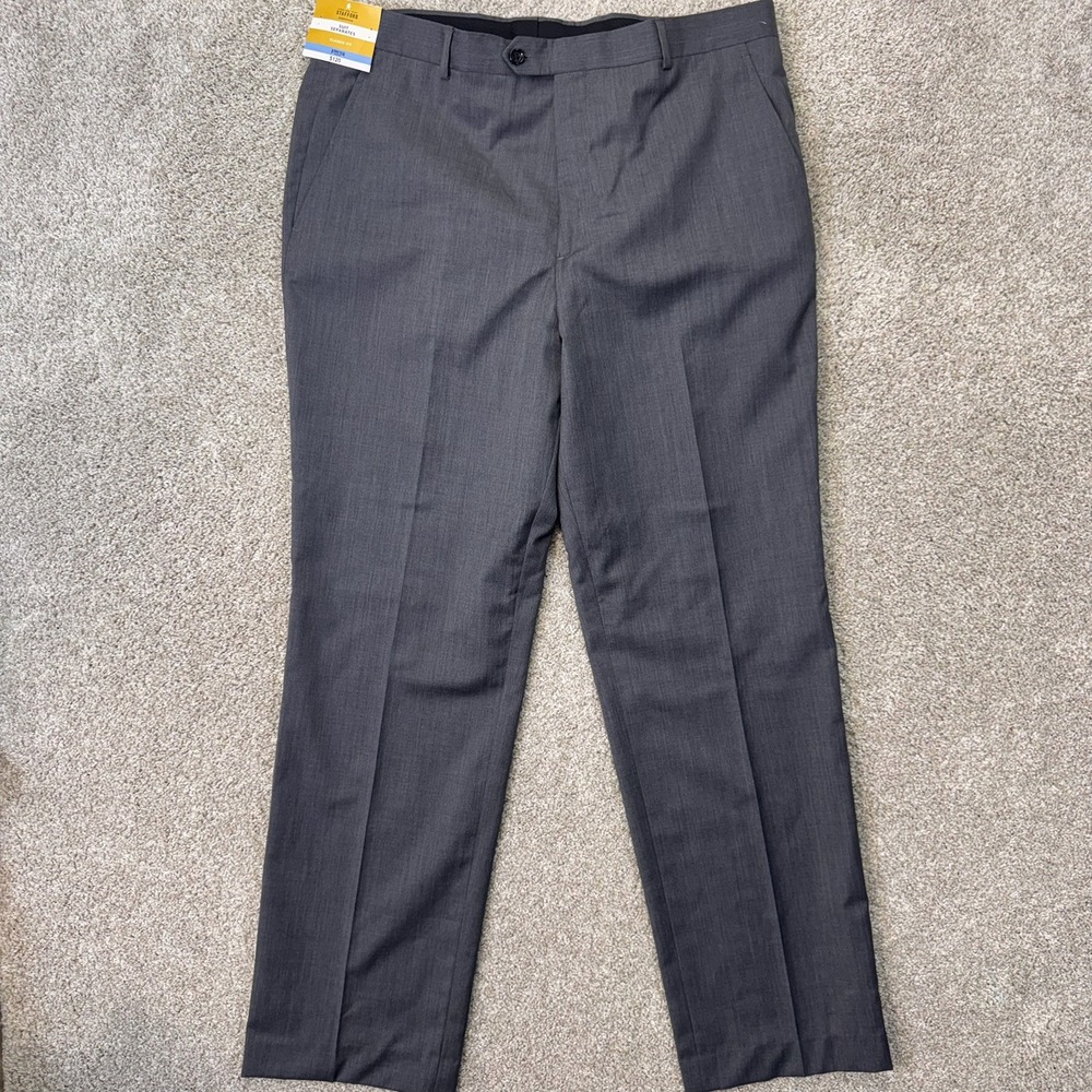 Stafford Suit Pants Mens 38x32 Executive Classic Fit Grey Wool NEW